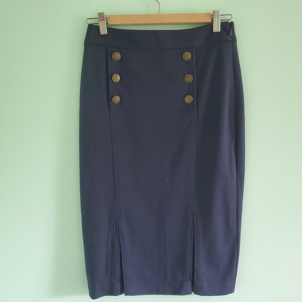 The Limited Navy Style Pencil Skirt w/ Button Embellishments - Size 2